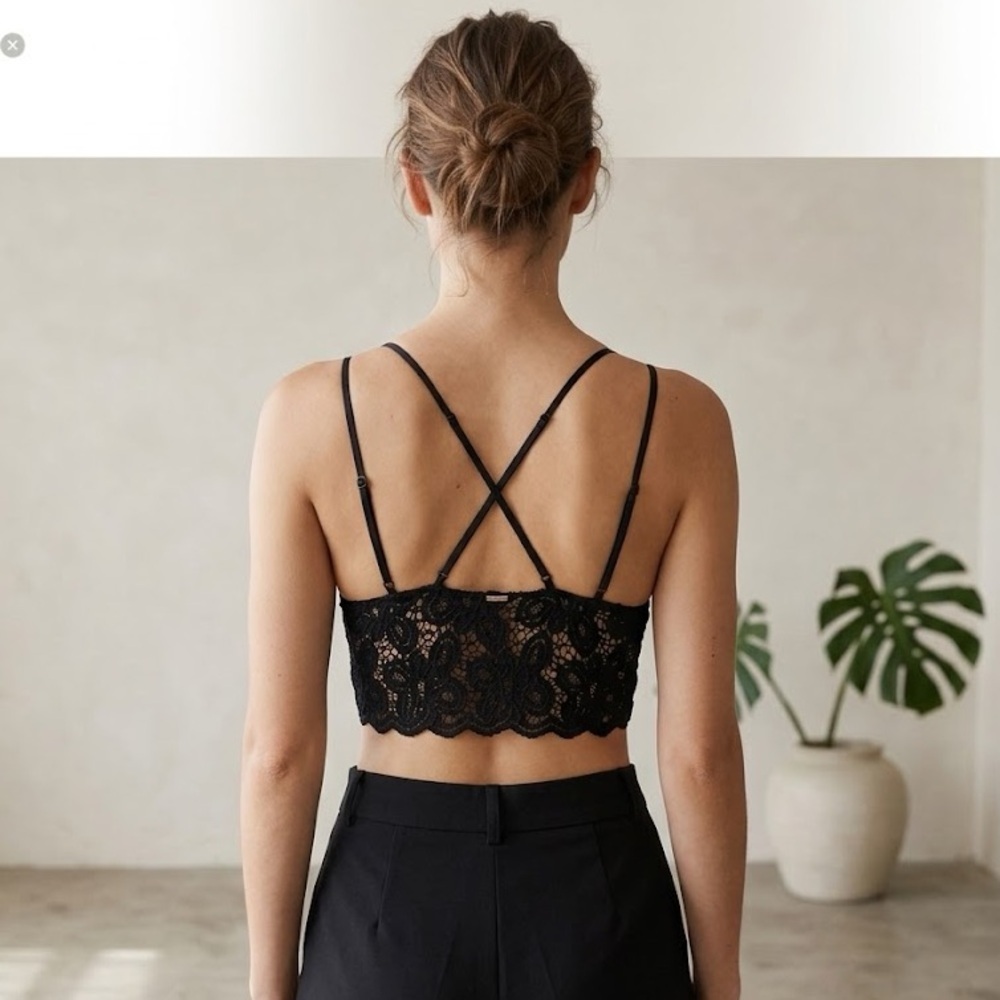 Victoria's Secret PINK Black Floral Lace Bralette - Picture 2 of 6